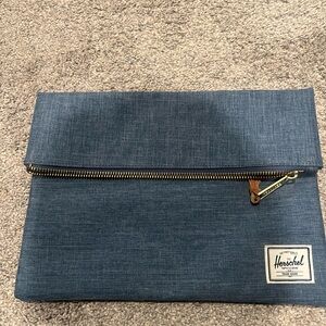 Herschel Blue Fold-Over Wristlet Clutch